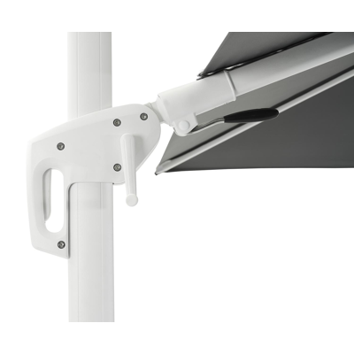 Copica zweefparasol met tiltfunctie in wit aluminium met grijs polyester parasoldoek - L1 300 x L2 300 cm (zonder voet)