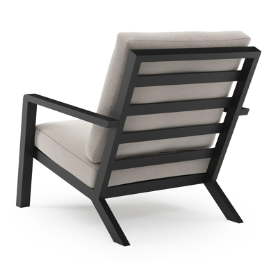 Set van 2 Nelas loungestoelen in zwart aluminium met beige weather+ softtouch kussens