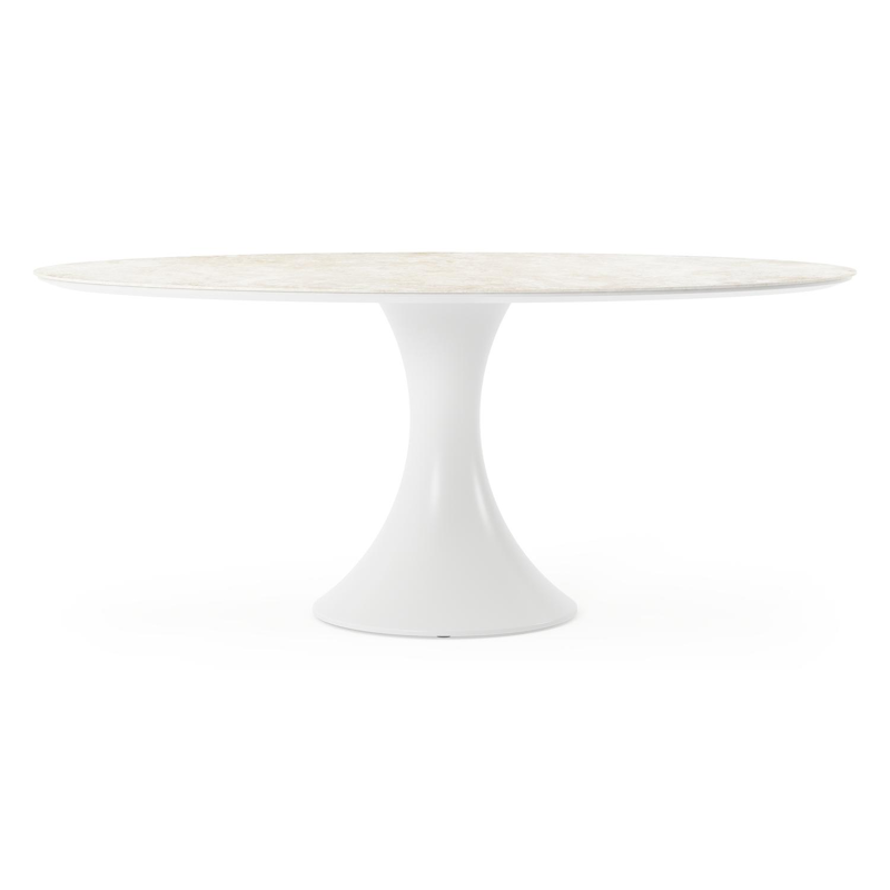 Fano tuintafel ovaal in wit aluminium en volkeramiek Rapolano L 180 x B 110 cm