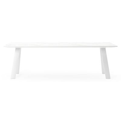 Cesano tuintafel in wit aluminium en volkeramiek calacatta - L 240 x B 100 x H 75 cm