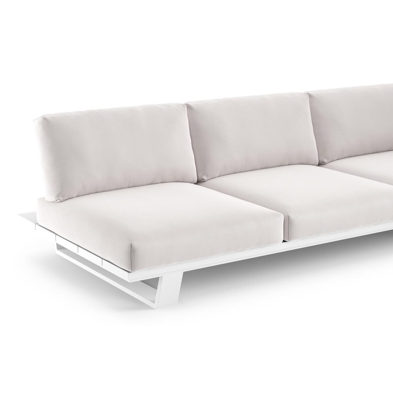 Pagino loungebank in wit aluminium met savane whisper all weather sunbrella® luxe kussen