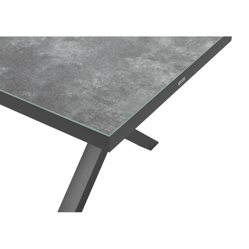 Reza tuintafel rechthoekig in zwart aluminium en keramisch glas grijs - L 220 x B 92 x H 73,5 cm