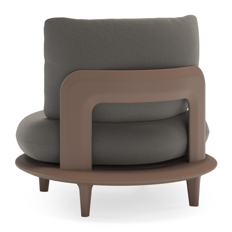Bomero loungestoel in taupe aluminium met natte dark taupe all weather sunbrella® luxe kussen
