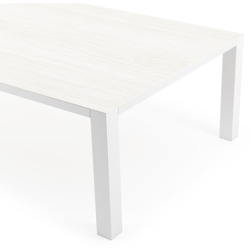 Nano tuintafel rechthoekig in wit aluminium en volkeramiek calista - L 240 x B 148 x H 75 cm