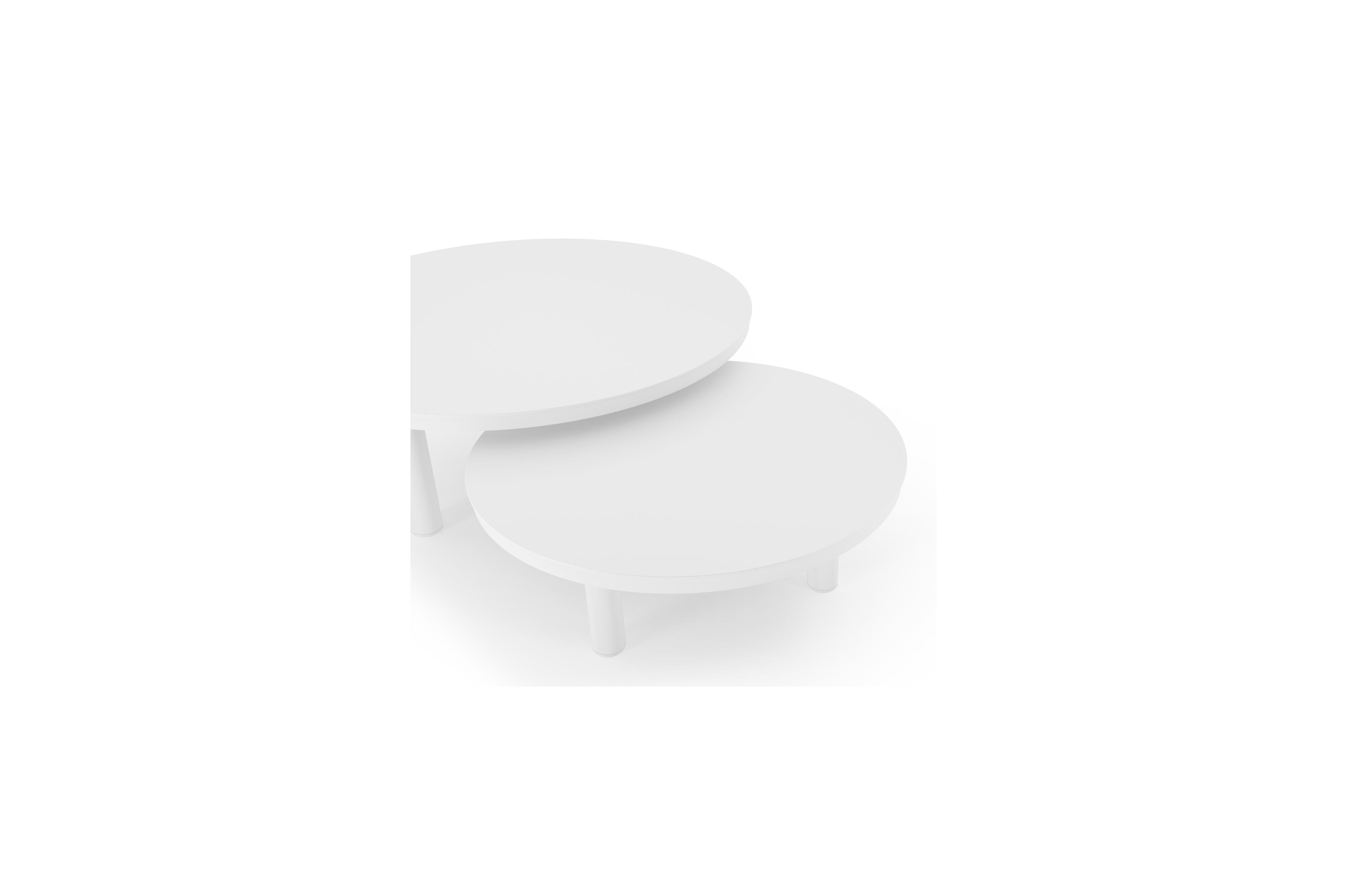 Lindo loungetafels in wit aluminium - Dia. 85 x H 27 cm, 65 x H 21 cm