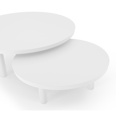 Lindo loungetafels in wit aluminium - Dia. 85 x H 27 cm, 65 x H 21 cm