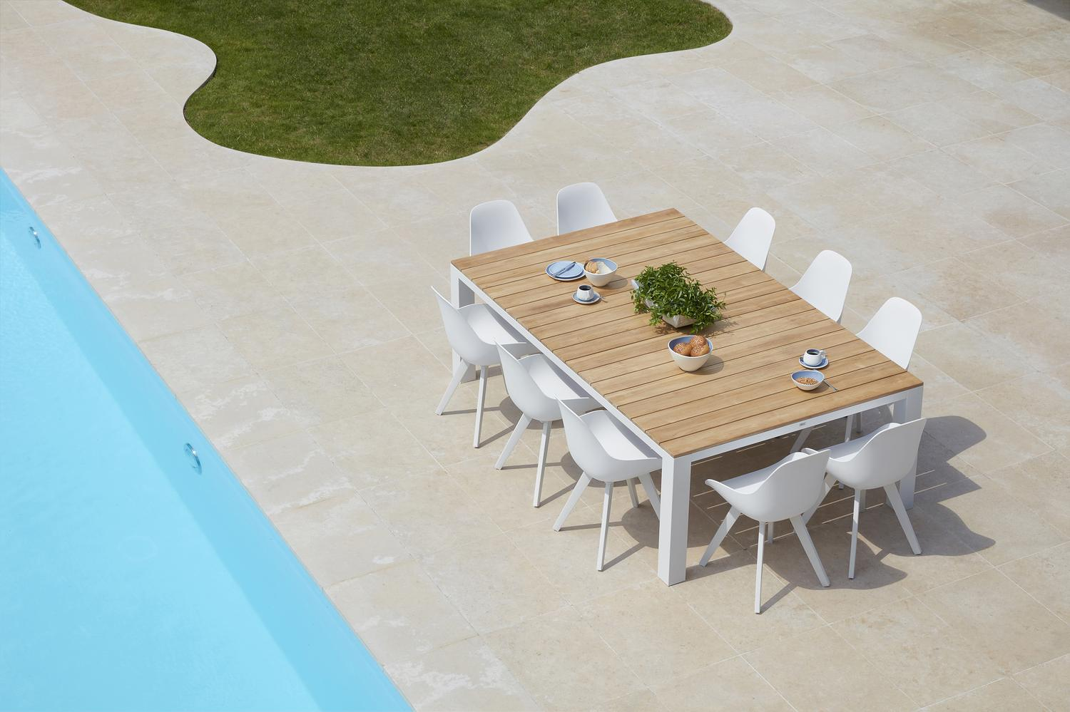 Mesa tuinstoel in wit aluminium en wit kunststof