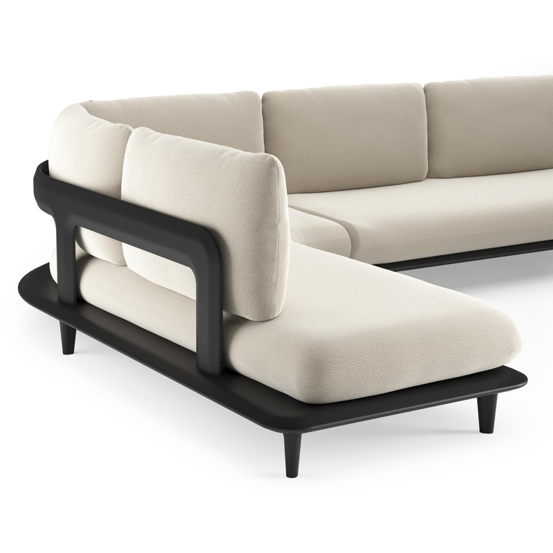 Bomero loungehoek in zwart aluminium met lopi marble all weather sunbrella® luxe kussen