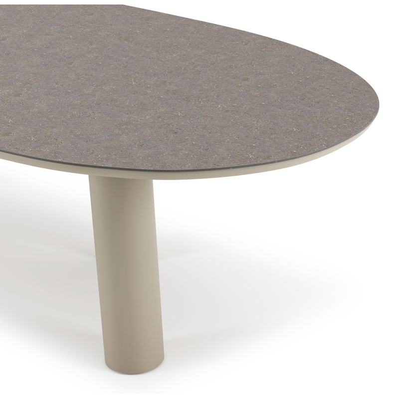 Table de jardin Organo organique en aluminium beige et céramique pleine Wulong - Lg. 280 x Lrg. 120 x Haut. 74 cm