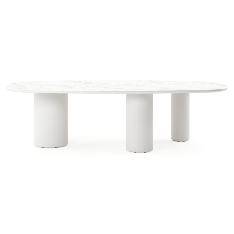 Amico tuintafel bombo xl in wit aluminium en volkeramiek Calacatta - L 270 x B 148 x H 74 cm