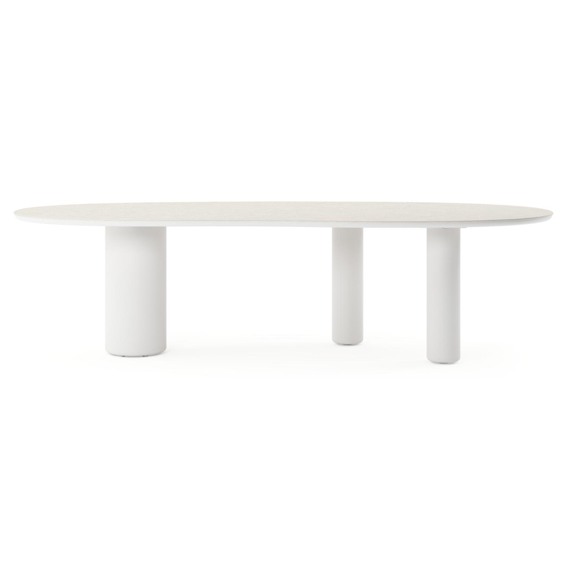 Amico tuintafel organisch in wit aluminium en volkeramiek Shilin - L 280 x B 120 x H 73.5 cm