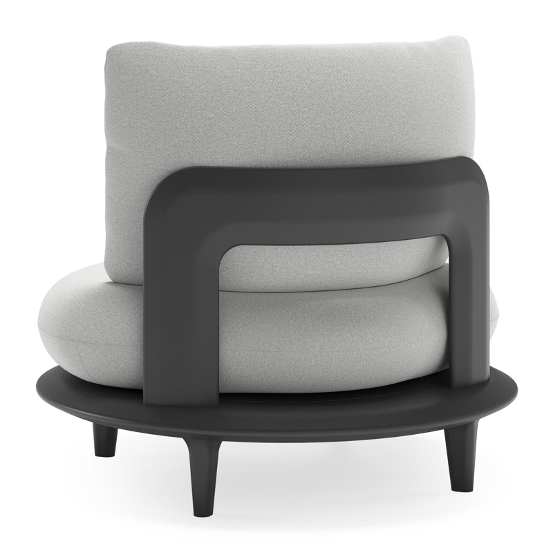 Bomero loungestoel in zwart aluminium met natte grey chine all weather sunbrella® luxe kussen