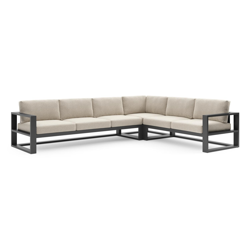 Verato loungehoek in zwart aluminium met marbella ecru all weather cosytica kussen
