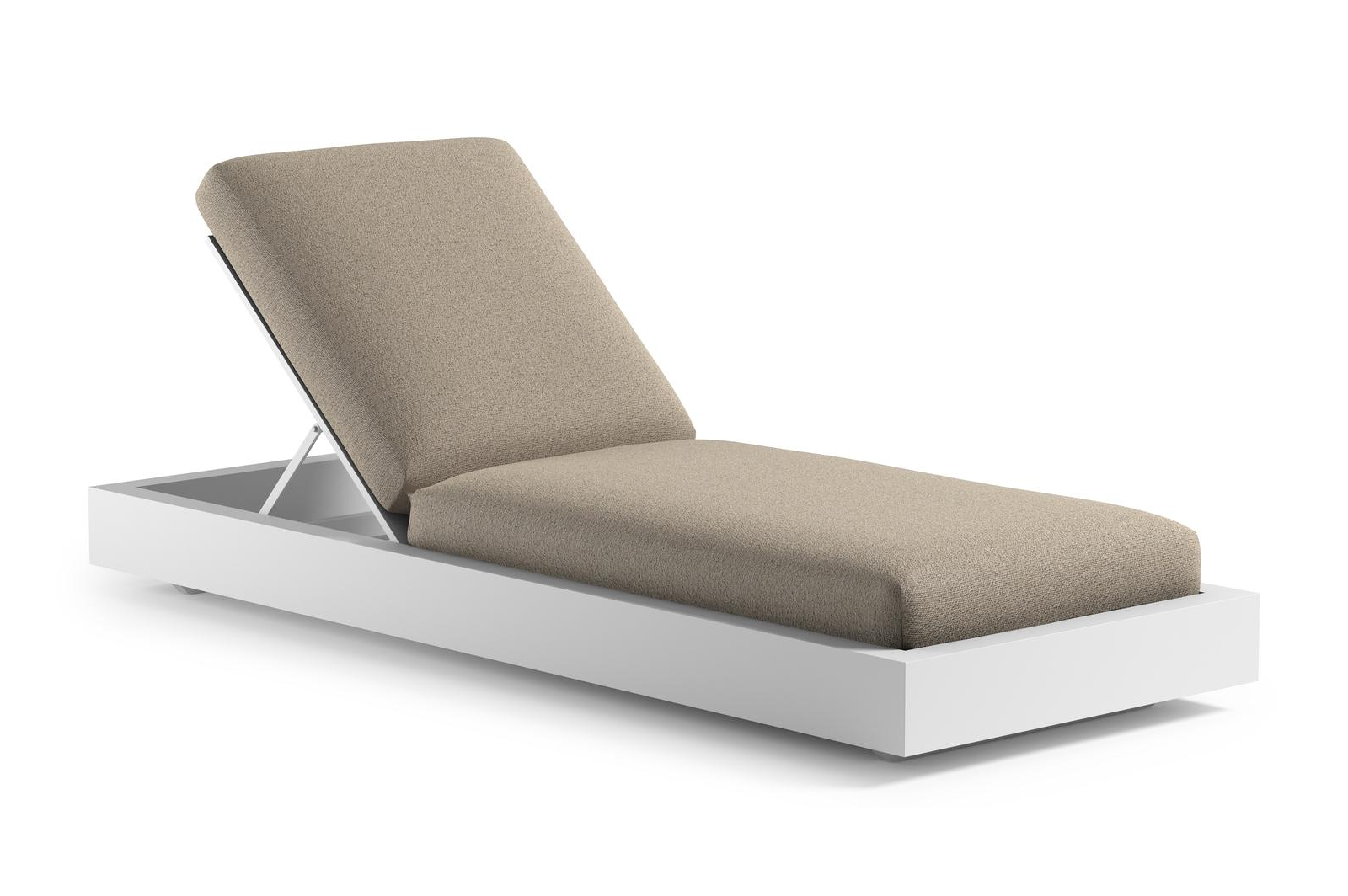 Como verstelbaar ligbed in wit aluminium met marbella beige all weather Cosytica kussen