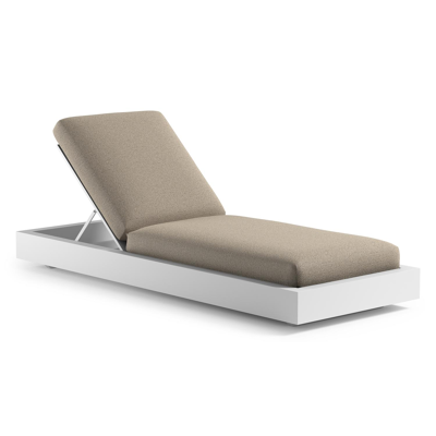 Como verstelbaar ligbed in wit aluminium met marbella beige all weather Cosytica kussen