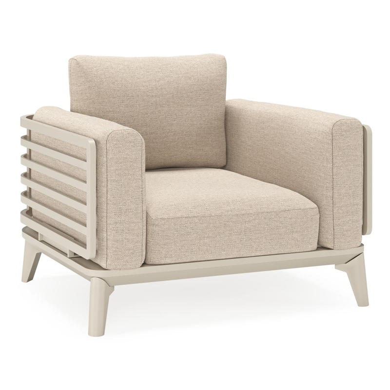 Fauteuil de jardin Mosa en aluminium beige avec coussins en weather+ softtouch rustic