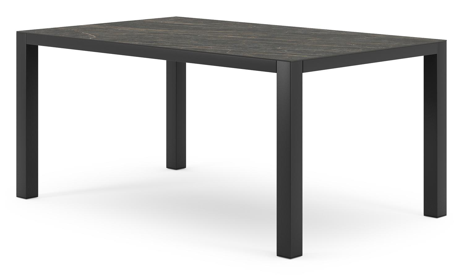 Table de jardin Como en aluminium noir et céramique pleine black obsession - Lg 160 x Larg. 100 x H 75 cm