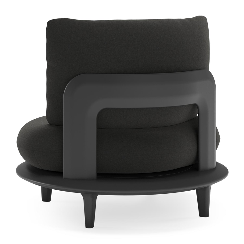 Bomero loungestoel in zwart aluminium met natte sooty all weather sunbrella® luxe kussen