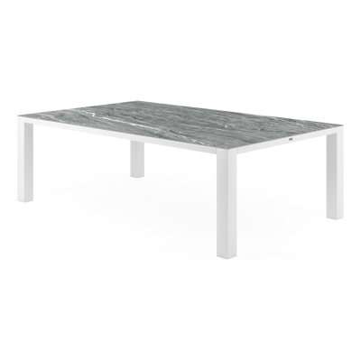 Table de jardin Nano en aluminium blanc et ceramique pleine mar del plata - Lg. 240 x Larg. 148 x H 73,6 cm