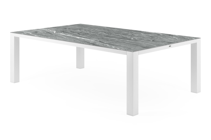 Nano tuintafel in wit aluminium en volkeramiek mar del plata - L 240 x B 148 x H 73,6 cm