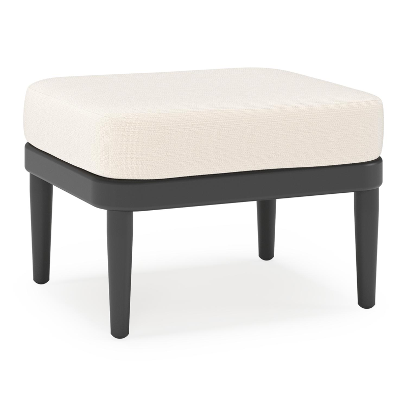 Pouf Orso en aluminium noir et coussins en all weather sunbrella® luxe Lopi Snow