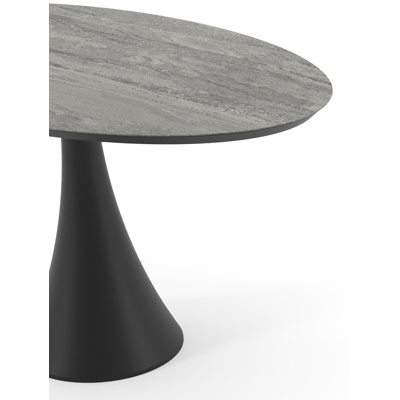 Fano tuintafel ovaal in zwart aluminium en volkeramiek Aspen Grey - L 140 x B 80 x H 74.5 cm