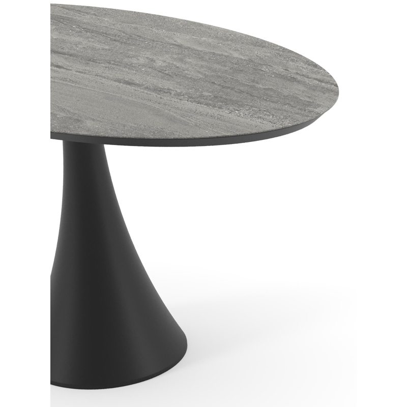 Fano tuintafel ovaal in zwart aluminium en volkeramiek Aspen Grey - L 140 x B 80 x H 74.5 cm