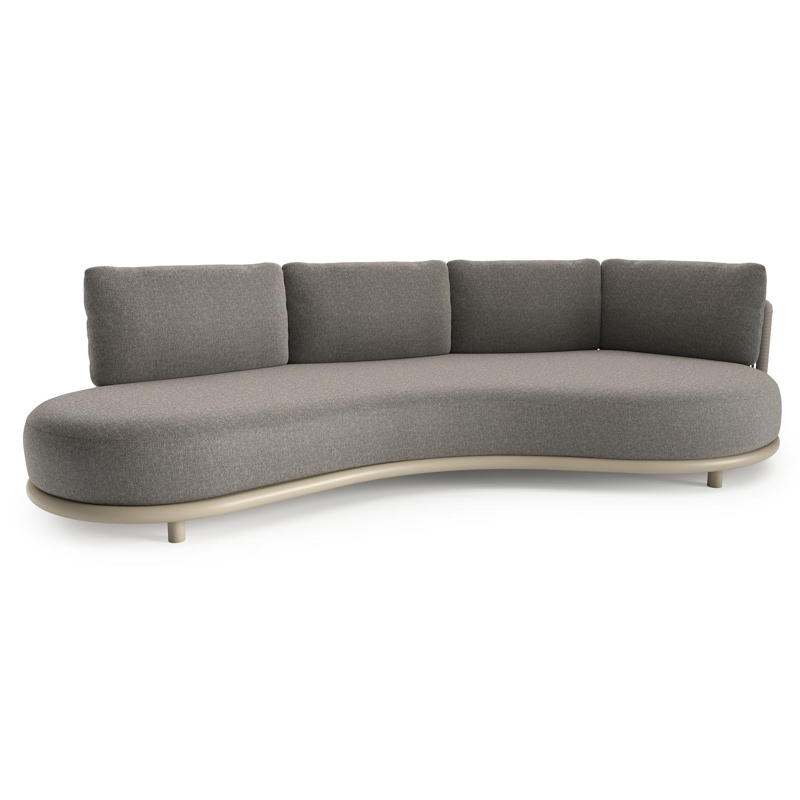 Lomano loungebank in beige aluminium met chartres drizzle all weather sunbrella® luxe kussen