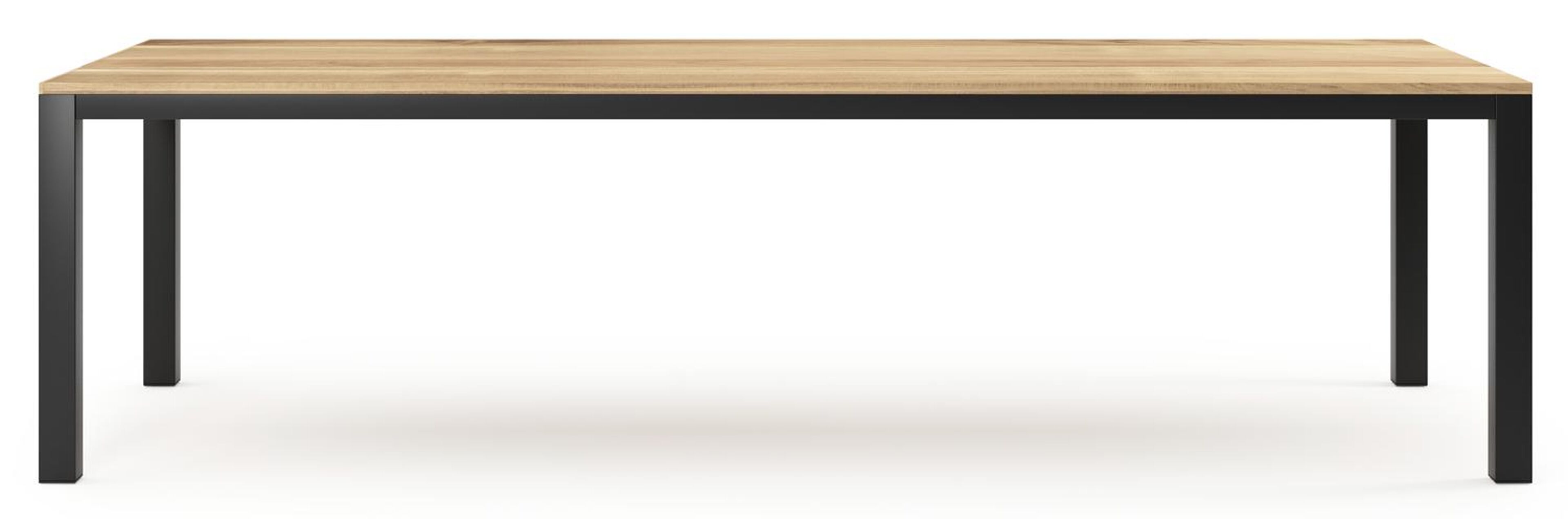 Table de jardin Capri en aluminium noir et teck - Lg 280 x Larg. 110 x H 75,5 cm