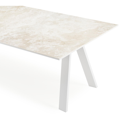 Cesano tuintafel rechthoekig in wit aluminium en volkeramiek Rapolano L 280 x B 110 cm