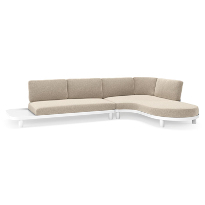 Donato loungehoek in wit aluminium met all weather sunbrella® luxe Chartres Pewter kussen