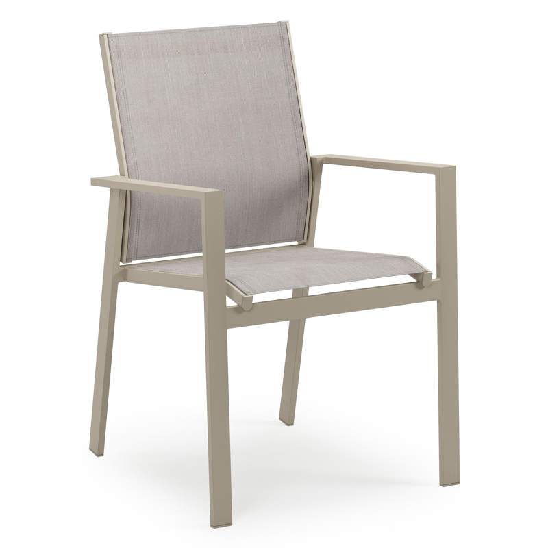 Bahia tuinstoel in beige aluminium en beige single textilene