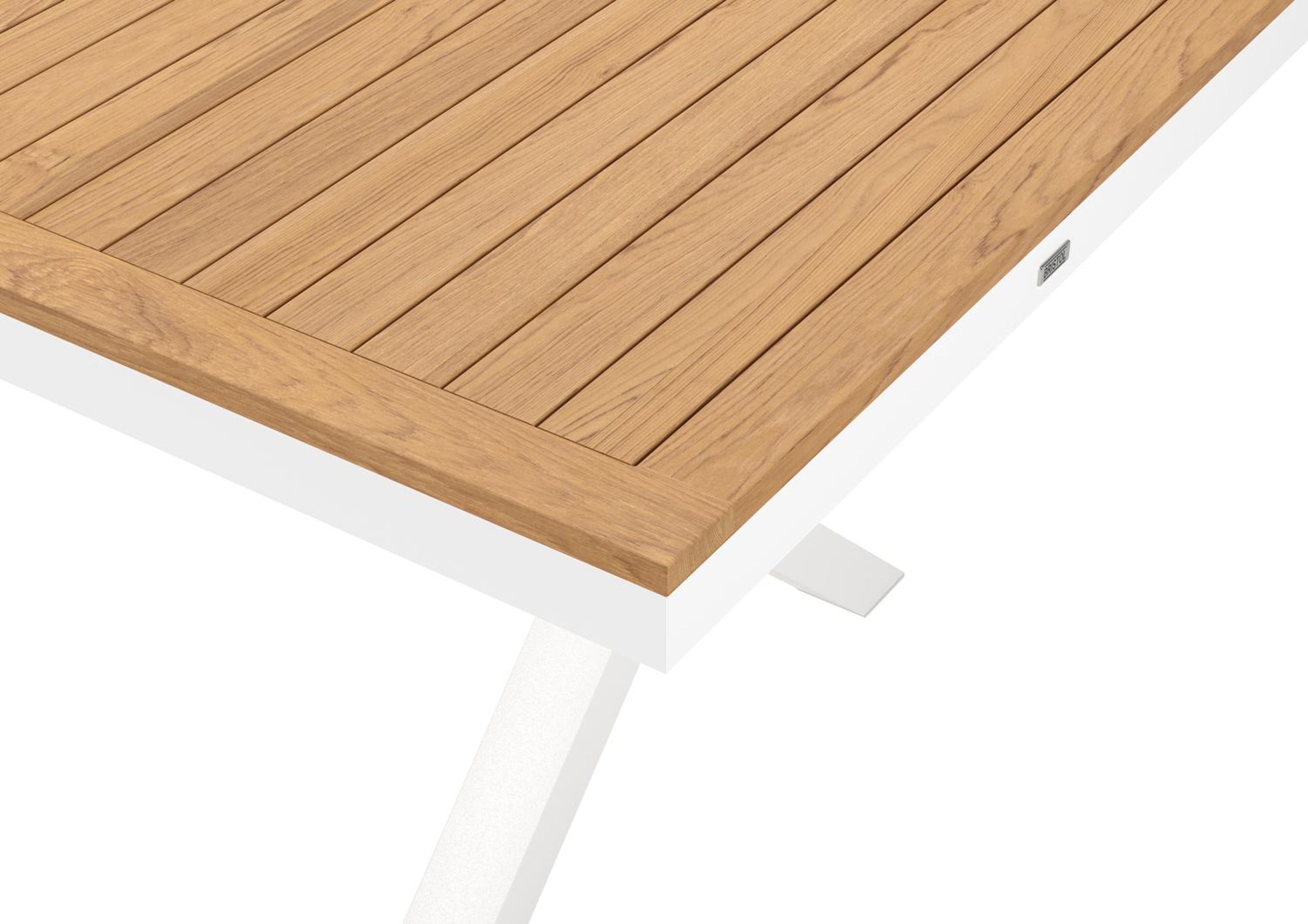 Reza tuintafel rechthoekig in wit aluminium en teak - L 270 x B 100 x H 73,5 cm