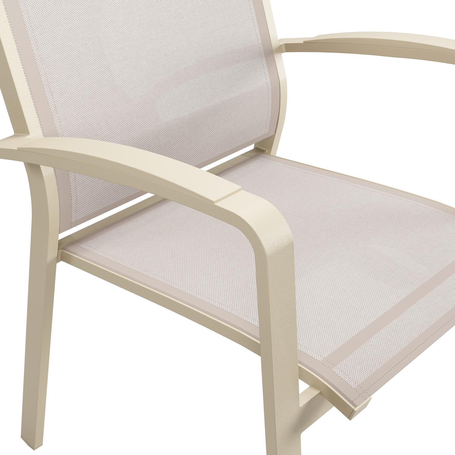 Chaise de jardin empilable Lioni en aluminium beige et textilène simple beige 