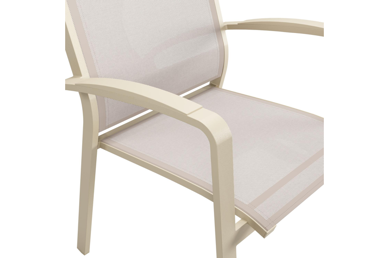 Lioni stapelbare tuinstoel in beige aluminium en beige textilene