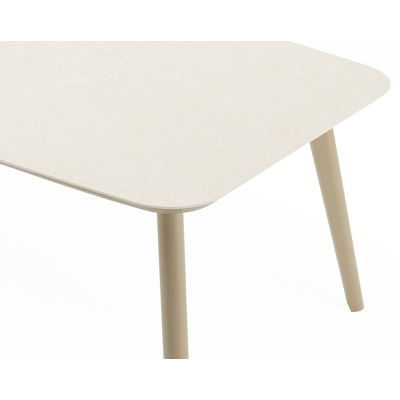 Mosa bootvormige tuinset in beige aluminium en sintered stone crema minerale met 6 Cosa tuinstoelen