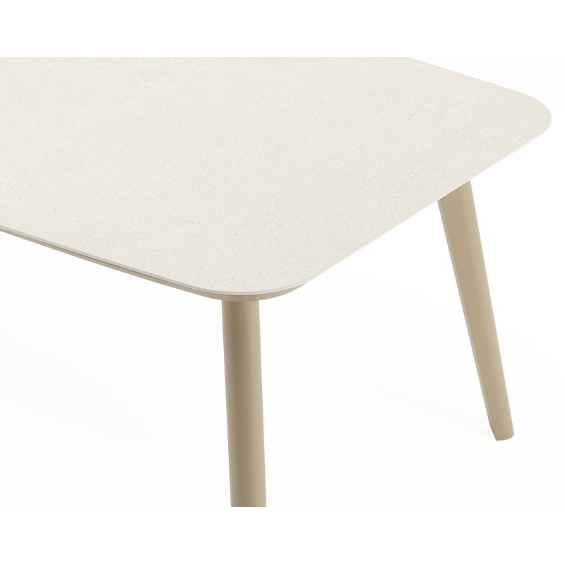Mosa tuintafel bootvorm in beige aluminium en sintered stone Crema minerale - L 240 x B 110 x H 74 cm