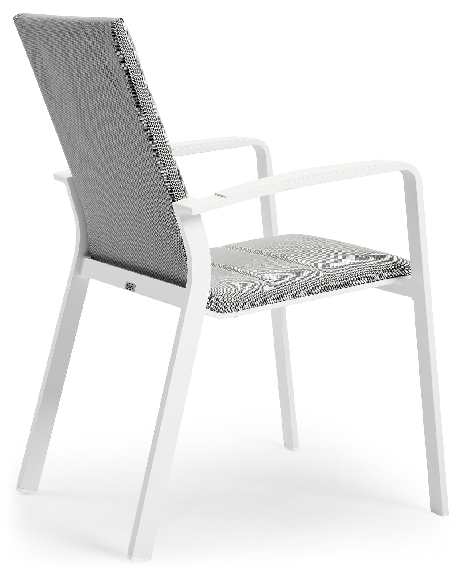 Lioni stapelbare tuinstoel in wit aluminium en grijs luxe comfort textilene