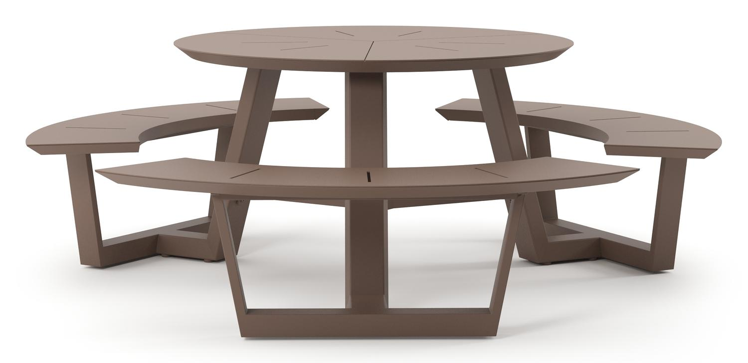 Rondino picknicktafelac in taupe aluminium - Dia. 207 x H 71.5 cm