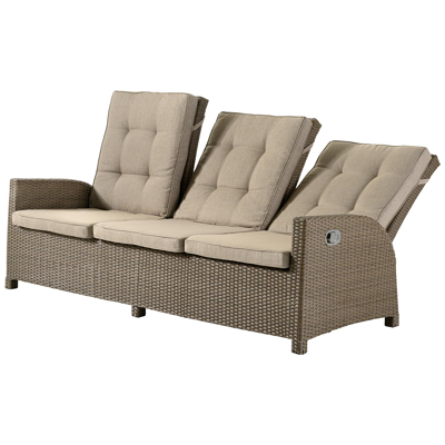Roma loungeset in bruin wicker met polyester kussens