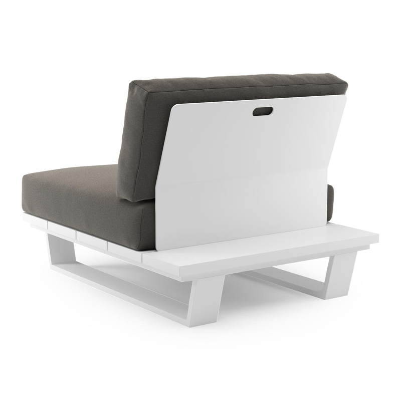 Pagino loungestoel in wit aluminium met natte dark taupe all weather sunbrella® luxe kussen