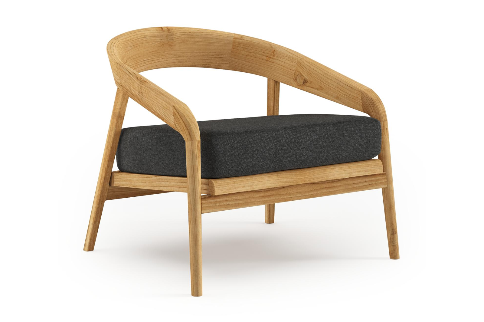 Lacrima loungestoel in teak met chartres sooty all weather Sunbrella® luxe kussen