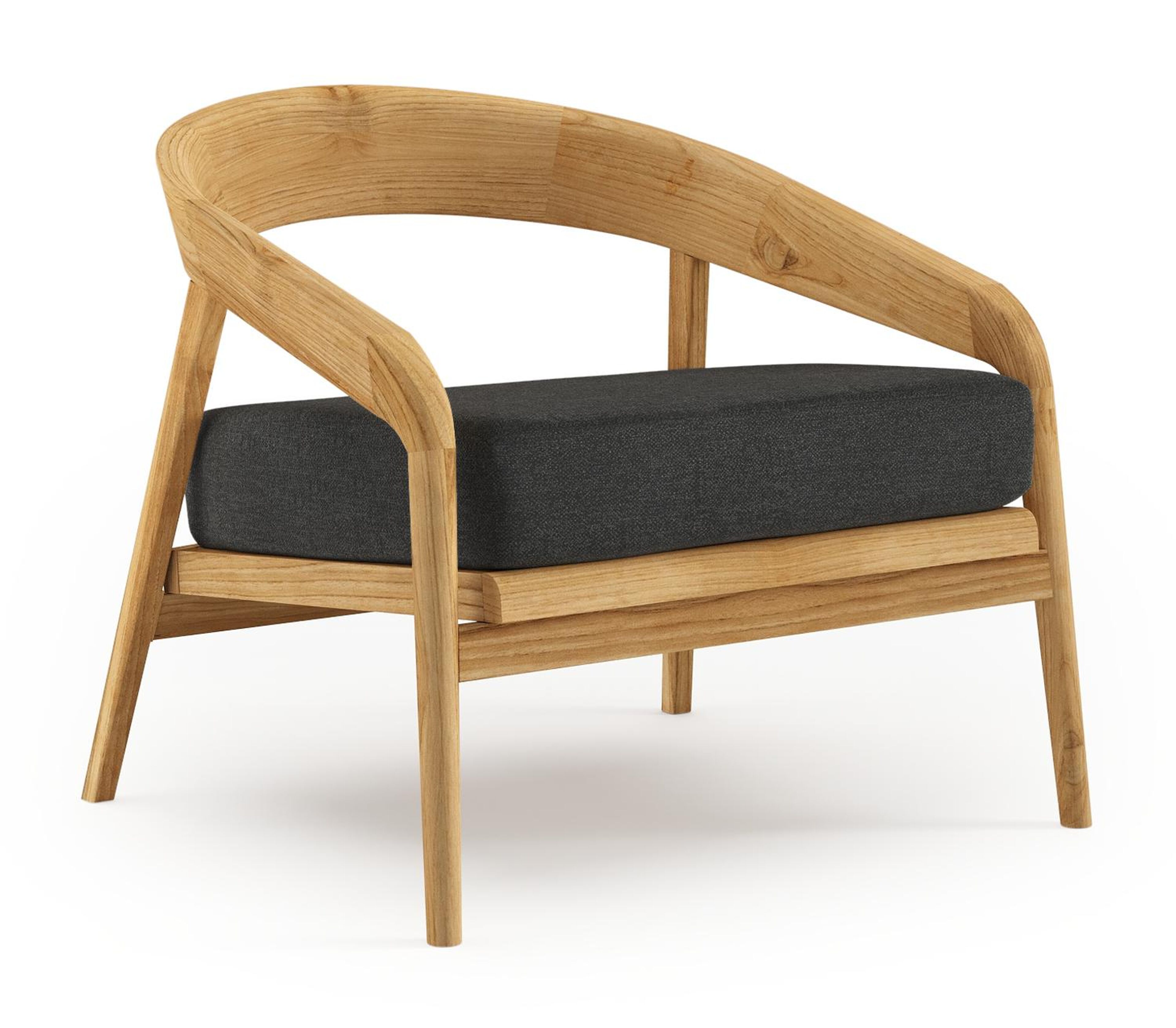 Lacrima loungestoel in teak met chartres sooty all weather Sunbrella® luxe kussen