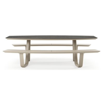 Forno picknicktafel bootvorm in beige aluminium en volkeramiek Black Obsession - L 240 x B 181 x H 72 cm