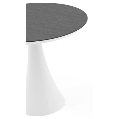 Fano tuintafel rond in wit aluminium en volkeramiek Basalt Black - Dia. 85 x H 75 cm