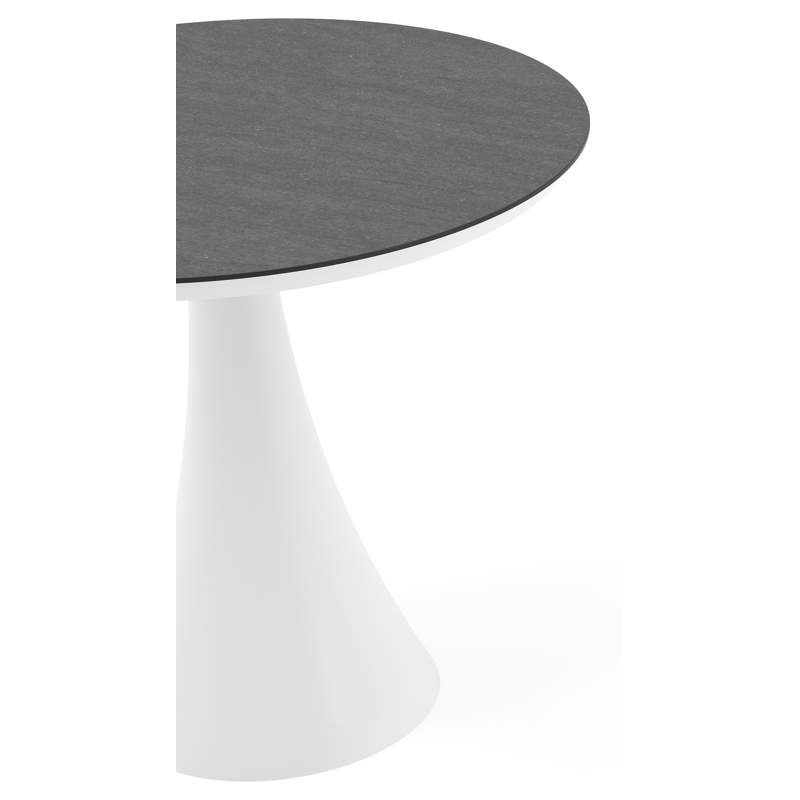 Fano tuintafel rond in wit aluminium en volkeramiek Basalt Black - Dia. 85 x H 75 cm