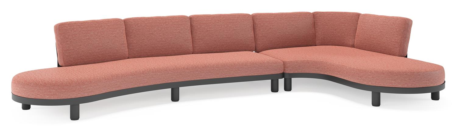 Salon de jardin d'angle Donato en aluminium noir et coussins en all weather sunbrella® luxe Slow Alezan