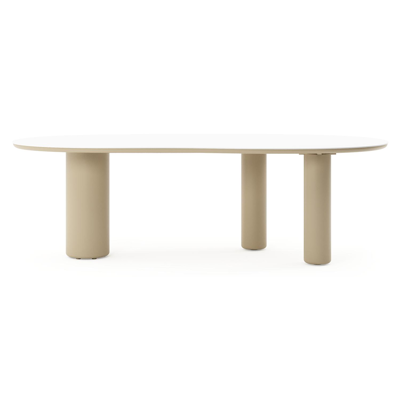 Amico tuintafel organisch in beige aluminium en volkeramiek Arctic White - L 240 x B 110 x H 73.5 cm