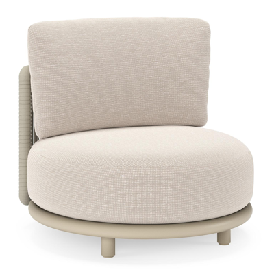 Lomano loungestoel in beige aluminium en beige verticaal geweven luxe vlakke rope met Slow Farafra all weather sunbrella® luxe