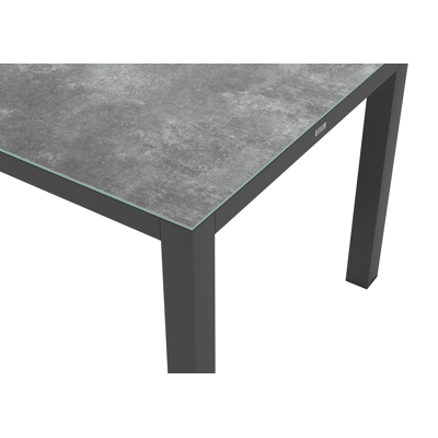 Varese tuinset in zwart aluminium en grijs keramisch glas tafelblad met 8 Artena tuinstoelen
